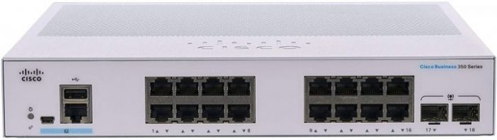 Комутатор Cisco CBS350 Managed 16-port GE, 2x1G SFP