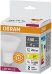 Лампа світлодіодна OSRAM LED VALUE, PAR16, 6W, 4000K, GU10
