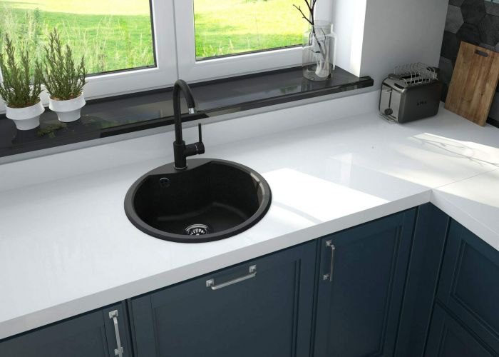 Набір для кухні Deante Solis, гранітна мийка ZRS_2803 + зміш. BEN_262M, графіт-хром