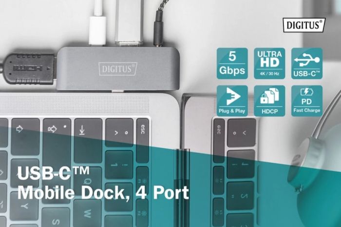 Док-станція DIGITUS Mobile USB-C, 4 Port