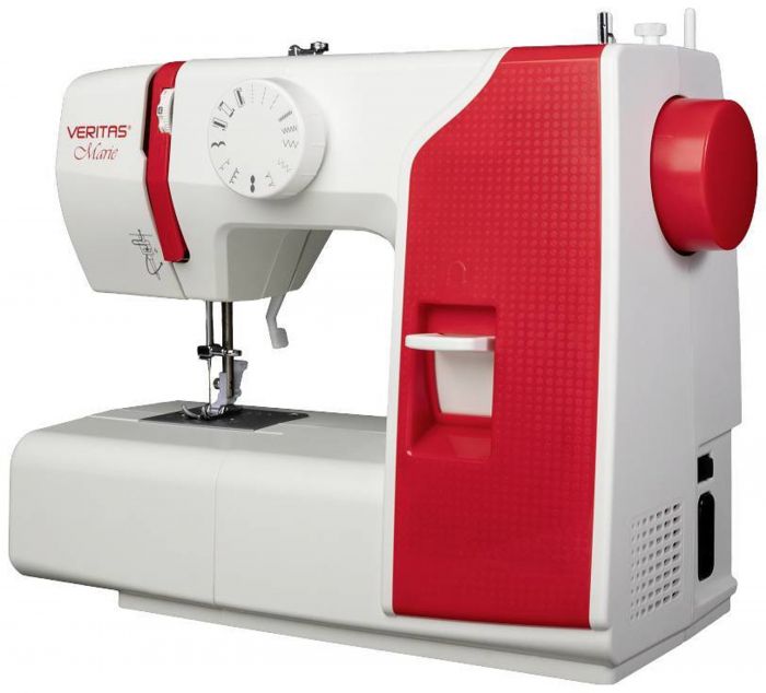 Швейная машина VERITAS Marie , електромех., 70Вт, 13 швейних операцій, петля полуавтомат, біло-червона