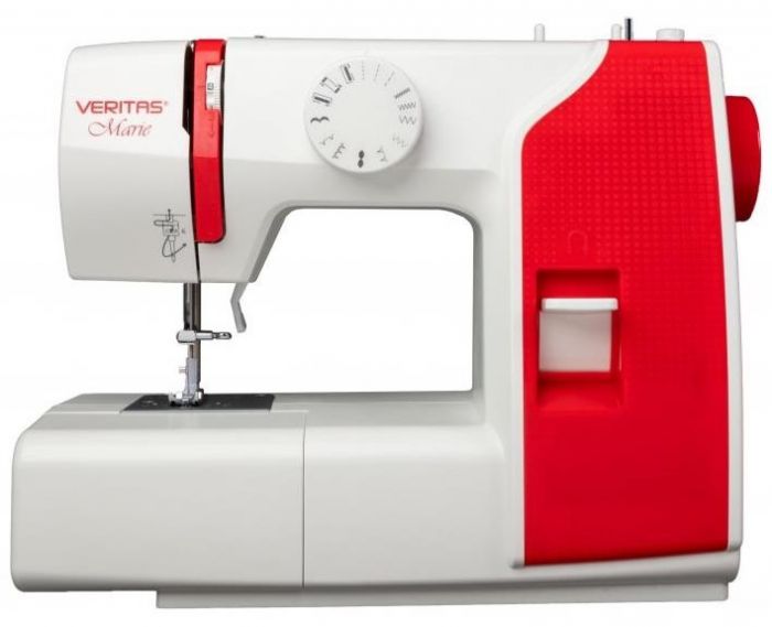 Швейная машина VERITAS Marie , електромех., 70Вт, 13 швейних операцій, петля полуавтомат, біло-червона