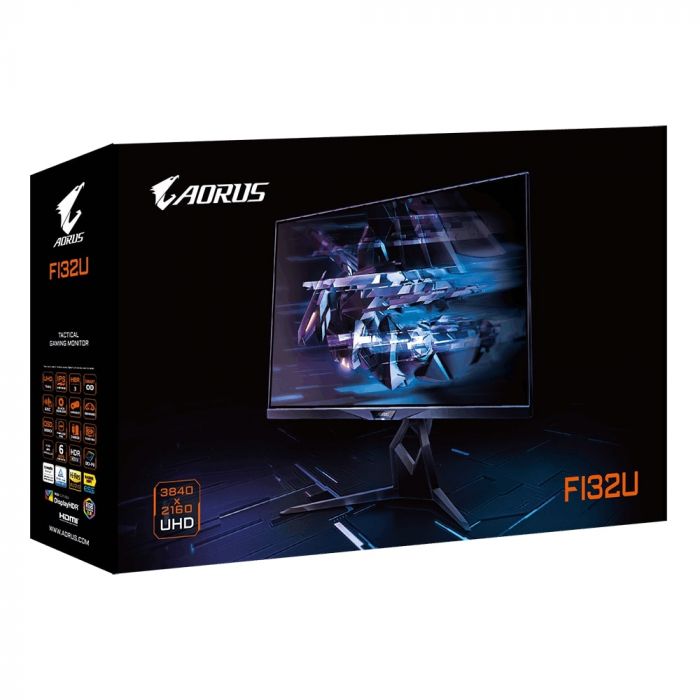 Монітор LCD AORUS 31.5" FI32U, 2xHDMI, DP, 2xUSB, USB-C, Audio, IPS, 3840x2160, 144Hz, 1mc, 90%DCI-P3, FreeSync, HDR400