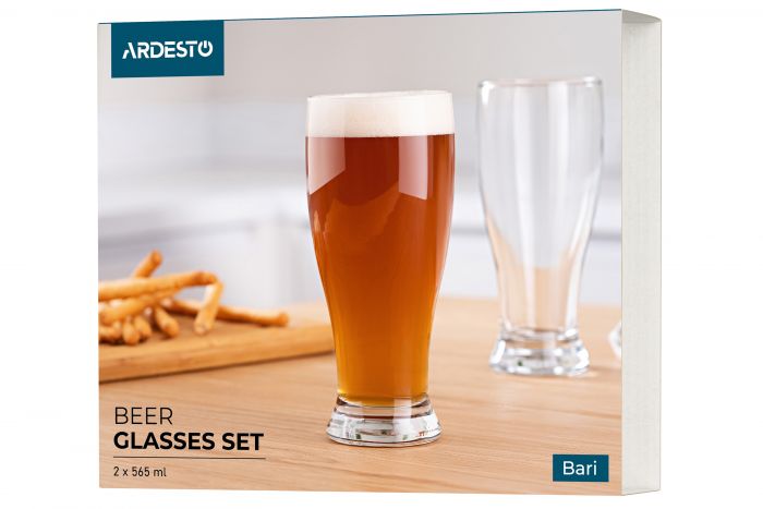 Набір стаканів для пива Ardesto Bari 565 мл, 2 шт, скло