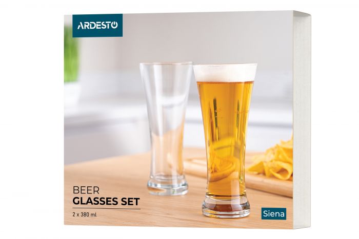 Набір стаканів для пива Ardesto Siena 380 мл, 2 шт, скло