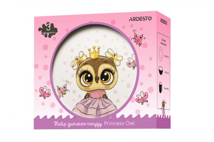 Набір дитячого посуду Ardesto Princess owl 3 пр., порцеляна