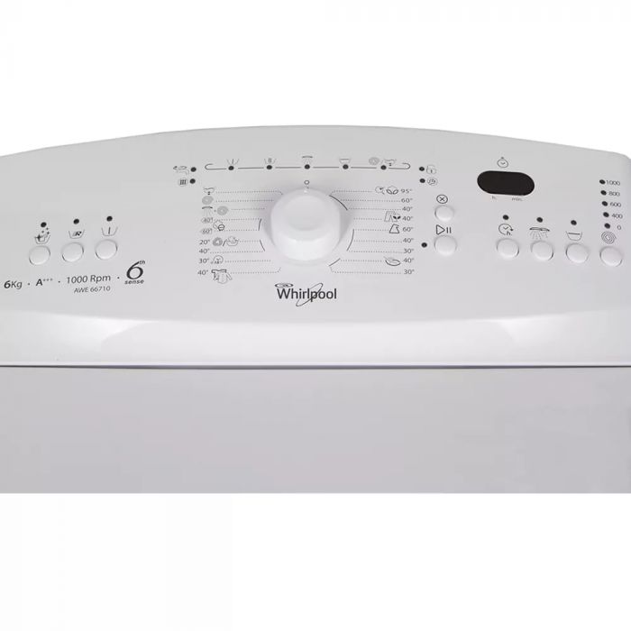 Пральна машина з верт. завант. Whirlpool AWE66710UA, 6кг, 1000, A+++, 40см, Білий