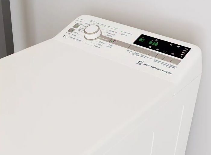 Пральна машина Whirlpool вертикальна, 7кг, 1200, A+++, 60см, дисплей, інвертор, білий