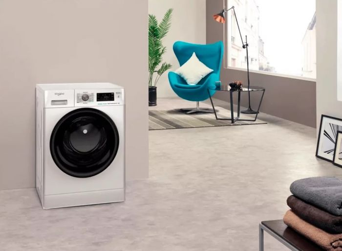 Пральна машина Whirlpool фронтальна, 8кг, 1200, A+++, 60см, дисплей, пара, інвертор, люк чорний, білий