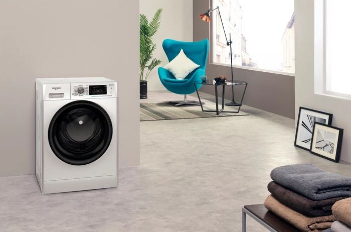 Пральна машина Whirlpool фронтальна, 9кг, 1400, A+++, 60см, дисплей, пара, інвертор, люк чорний, білий