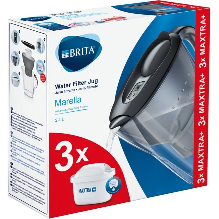 Фільтр-глечик Brita Marella + 3 картриджа 2.4 л (1.4 л очищеної води), графіт