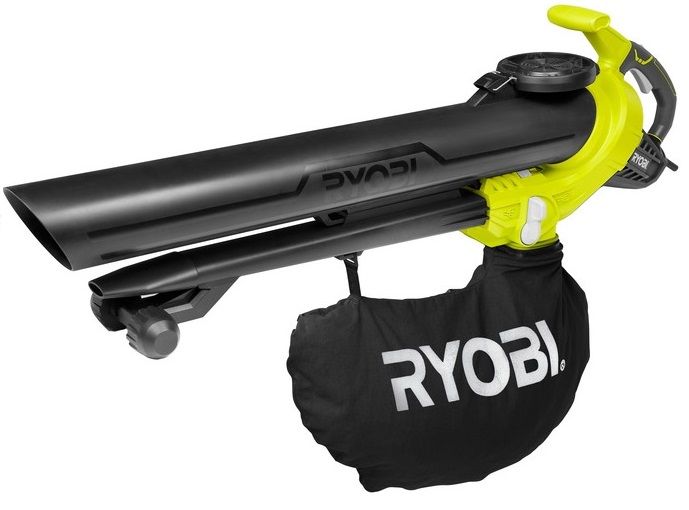 Повітродув-пилосос садовий мережевий Ryobi RBV3000CESV 3000Вт 3в1 375км/год мішок 45л ергоремені Vertebrae 5.1кг
