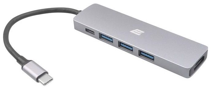 Адаптер 2Е USB-C Slim Aluminum Multi-Port 5in1