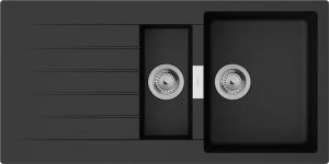 Мийка кухонна Hansgrohe S52, граніт, прямокутник, з крилом, 980х480х190мм, чаша - 1.5, накладна, S520-F530, чорний графіт