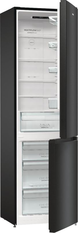 Холодильник з нижн. мороз. камерою Gorenje NRK6202EBXL4 200х60х60см, 2 двері, 235( 96)л, А++, NoFrost+ , LED дисплей, Зона св-ті, чорний