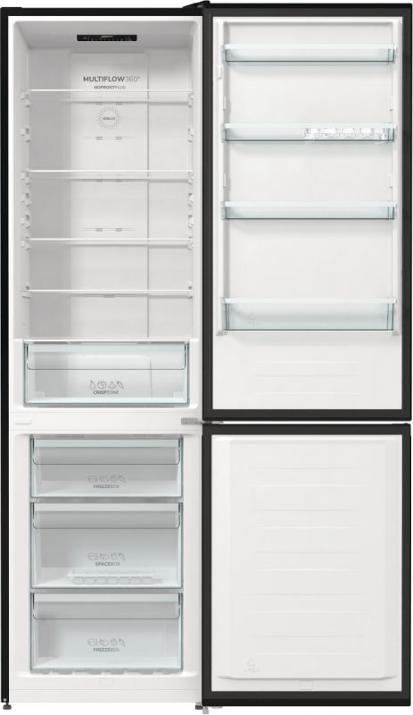 Холодильник з нижн. мороз. камерою Gorenje NRK6202EBXL4 200х60х60см, 2 двері, 235( 96)л, А++, NoFrost+ , LED дисплей, Зона св-ті, чорний