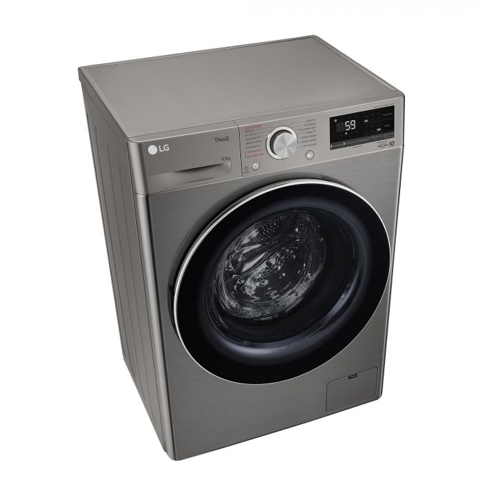 Пральна машина LG фронтальна, 8,5кг, 1200, A+++, 48см, дисплей, пара, інвертор, cріблястий