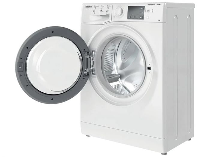 Пральна машина Whirlpool фронтальна, 7кг, 1200, A+++, 43.5см, дисплей, пара, інвертор, люк чорний, білий