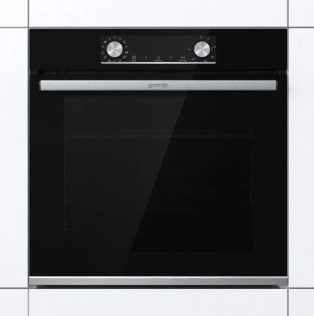 Духова шафа Gorenje електрична, 77л, A+, дисплей, IconLed, максим. t- 300, піроліз, пар, чорний