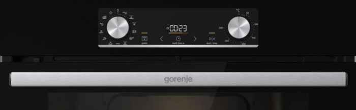 Духова шафа Gorenje електрична, 77л, A+, дисплей, IconLed, максим. t- 300, піроліз, пар, чорний