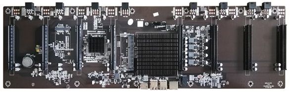 Материнська плата AFOX AFHM65-ETH8EX CPU ON-BOARD, Embedded Intel Celeron 847/1007u 1xDDR3L HDMI 170mm x 570mm 8 x PCI-E x16 Mining edition board