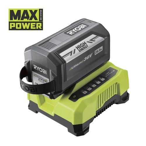 Набір акумуляторів + швидкозарядний пристрій Ryobi RY36BC60A-160, MAX POWER 36 В, 6.0Ач HIGH ENERGY™ Lithium+