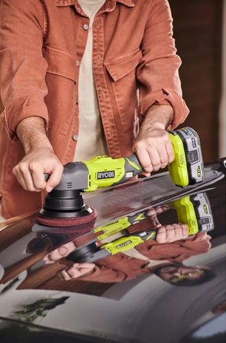 Машина полірувальна Ryobi R18P-0, акумуляторна ONE+, 18В, 125 мм, рандомна орбіта, регулювання швидкості, solo (без АКБ та