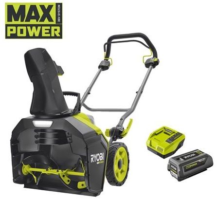 Снігоприбиральна машина RYOBI RY36STX45A-140 акумуляторна, MAX POWER 36В, АКБ 1х4.0Ач, безщітковий двигун, ширина 45 см, викид до 8м, висота до 25 см