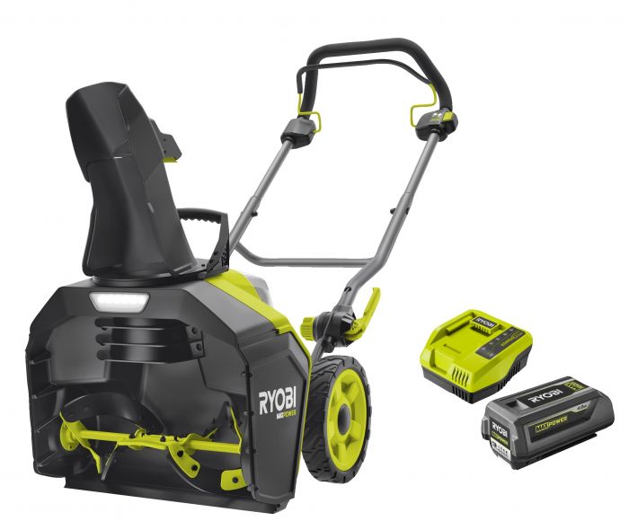 Снігоприбиральна машина RYOBI RY36STX45A-140 акумуляторна, MAX POWER 36В, АКБ 1х4.0Ач, безщітковий двигун, ширина 45 см, викид до 8м, висота до 25 см