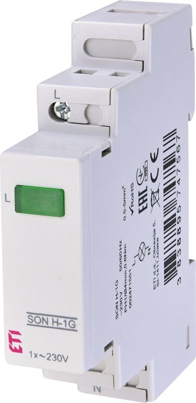 Однофазний індикатор наявності напруги ETI SON H-1G (1x зелений LED)