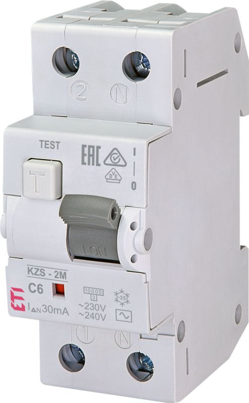 Диф. автоматичний вимикач ETI KZS-2M C 6/0,03 тип AC (10kA)