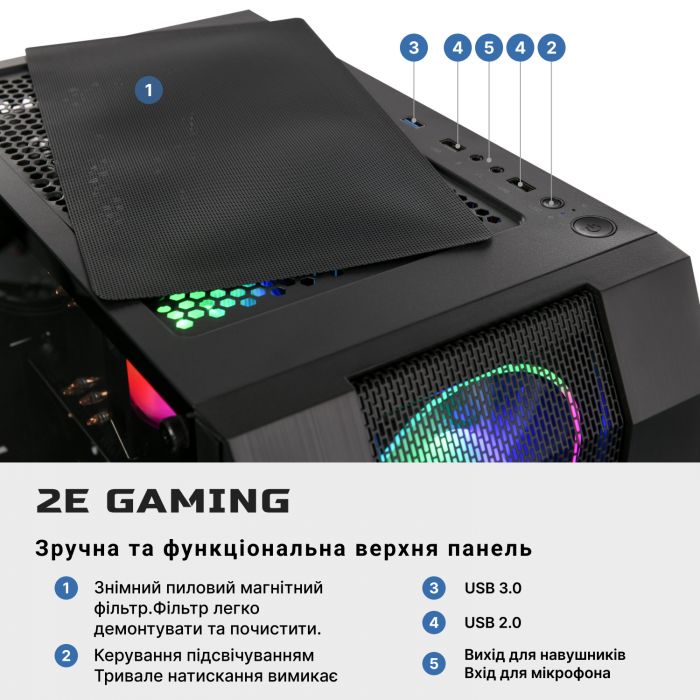 Комп’ютер персональний 2E Asus Gaming Intel i5-10400F/B560/16/500F+1000/NVD1660TI-6/FreeDos/G3305/650W