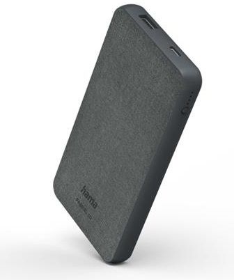 Портативний зарядний пристрій Power Bank Hama Fabric 10 10000 mAh Grey