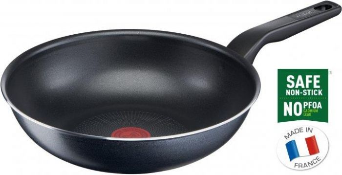 Сковорода Tefal XL Force ВОК, 28см, покриття Titanium 2Х, Thermo-Spot, алюм., чорний