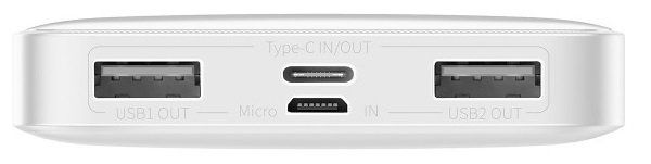 Портативний зарядний пристрій Power Bank Baseus 10000mAh 15W Bipow 2xUSB/USB-C/microUSB White