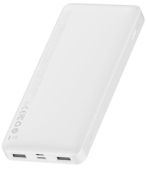 Портативний зарядний пристрій Power Bank Baseus 10000mAh 15W Bipow 2xUSB/USB-C/microUSB White