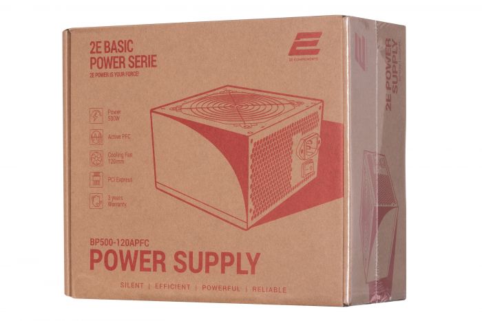 Блок живлення 2E BASIC POWER  (500W), 80%, 120mm, 1xMB 24pin(20+4), 1xCPU 8pin(4+4), 3xMolex, 4xSATA, 2xPCIe 8pin(6+2)