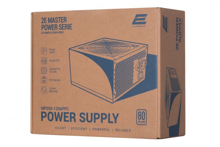 Блок живлення  2E MASTER POWER  (550W), >80%, 80+ White, 120mm, 1xMB 24pin(20+4), 1xCPU 8pin(4+4), 3xMolex, 5xSATA, 2xPCIe 8pin(6+2)