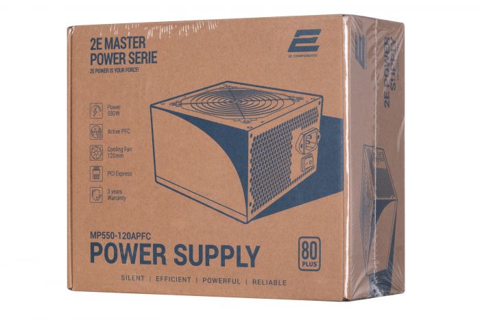 Блок живлення  2E MASTER POWER  (550W), >80%, 80+ White, 120mm, 1xMB 24pin(20+4), 1xCPU 8pin(4+4), 3xMolex, 5xSATA, 2xPCIe 8pin(6+2)