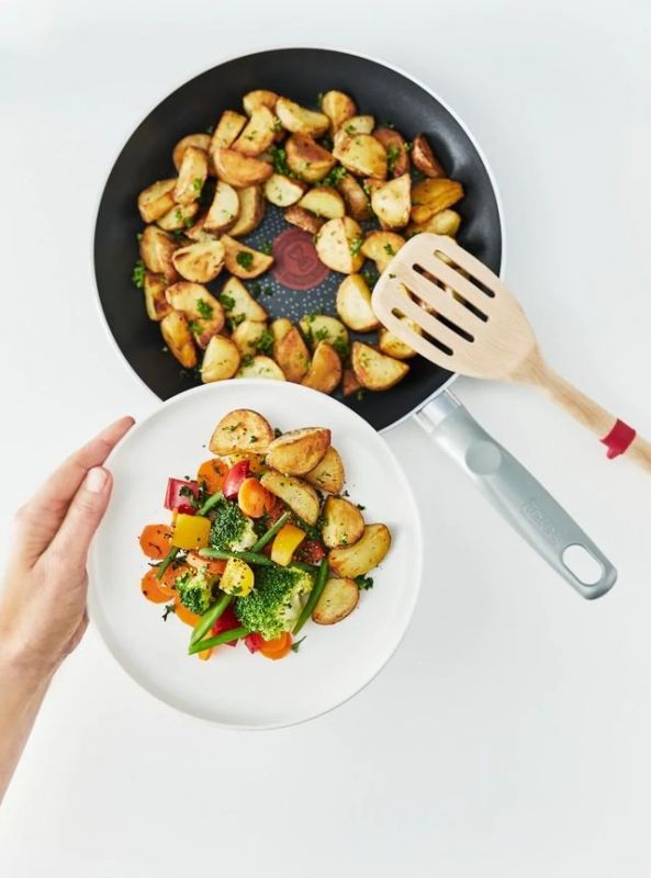 Сковорода Tefal Air Cook, 24см, покриття Titanium, Thermo-Spot, алюм., сірий