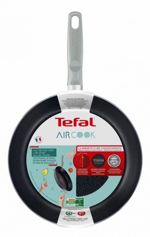 Сковорода Tefal Air Cook, 24см, покриття Titanium, Thermo-Spot, алюм., сірий