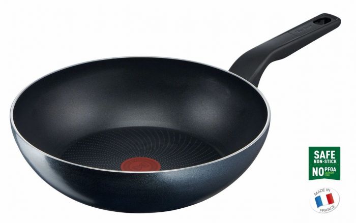 Сковорода Tefal Generous Cook ВОК, 28см, покриття Titanium, індукція, Thermo-Spot, алюм., чорний