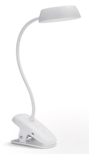 Лампа настільна Philips LED Reading Desk lamp Donutclip 3W, 4000K, 1200mAh (Lithium battery), білий