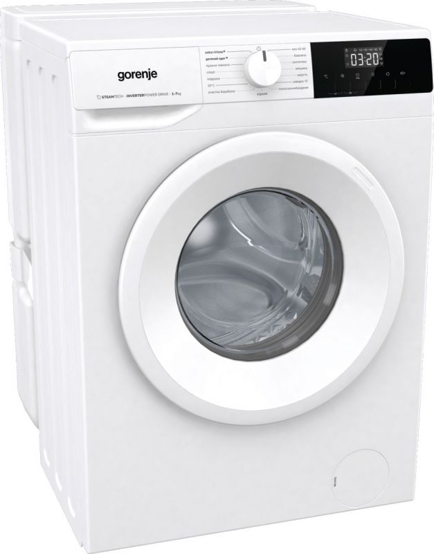 Пральна машина Gorenje фронтальна, з баком, 7кг, 1200, A+, 60см, дисплей, пар, інвертор, білий