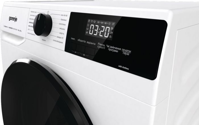 Прально-сушильна машина Gorenje фронтальна, 9(6)кг, 1400, A+, 66см, дисплей, інвертор, SterilTub, білий