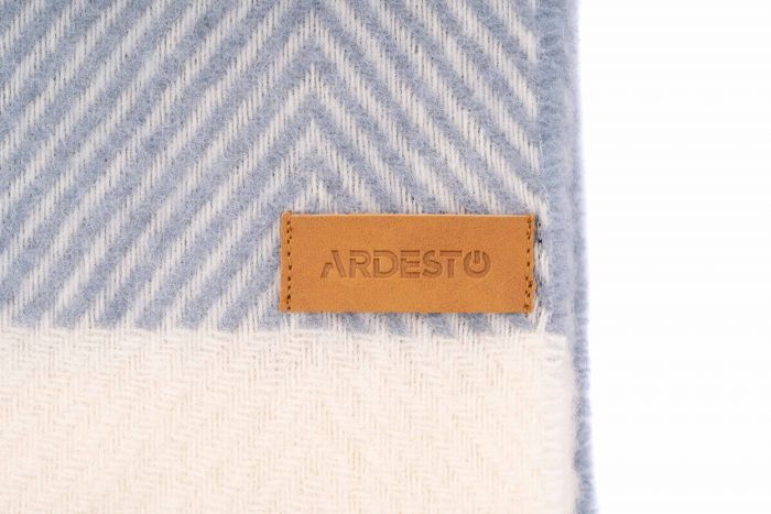 Плед Ardesto Leonardo Bianco, 140x200см, 100% вовна, блакитний