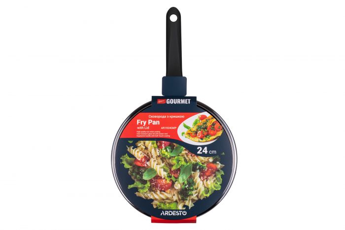 Сковорода з кришкою ARDESTO Gemini Gourmet Aosta, 24см, алюміній, чорний