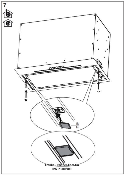 Витяжка Franke вбудовувана Box Flush EVO, 70см, 1120м3ч, FBFEXSA70, нерж