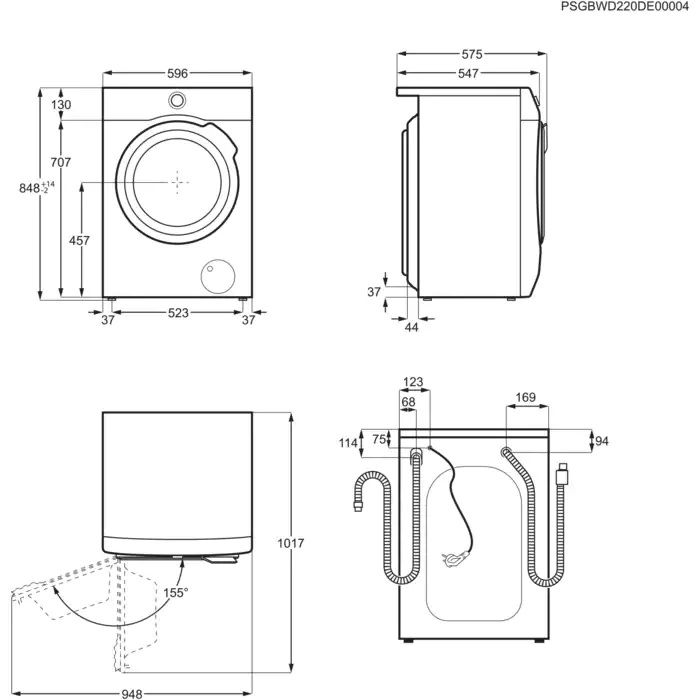 Прально-сушильна машина Electrolux фронтальна, 8(5)кг, 1600, А, 55см, дисплей, пара, інвертор, білий