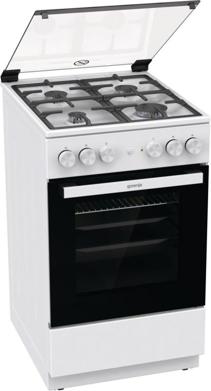 Плита Gorenje GK5A40WF-B комбінована, 62л, 50x60см, газ-контроль, чавун,  білий